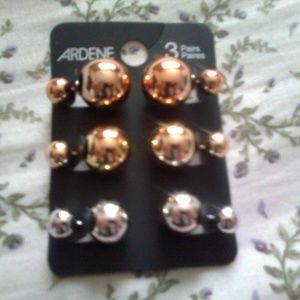 Metallic Ball Earrings (3 pairs)
